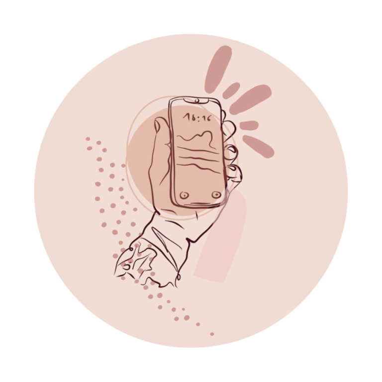 Illustration prise de contact téléphone dans une main
