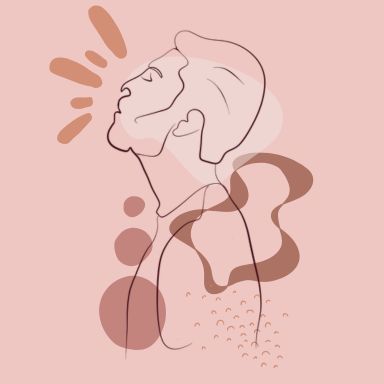 Illustration homme de profil avec différentes formes mon compte espace client réflexologie
