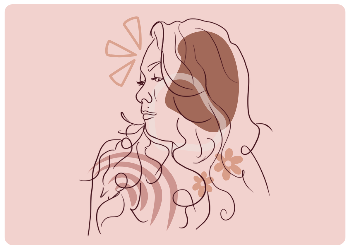 Illustration d'un profil femme avec des illustrations graphiques