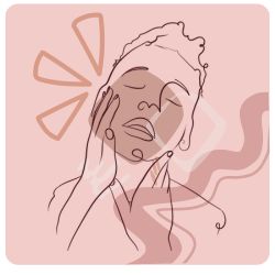 Illustration d'un portrait de femme les mains sur son visage et son cou