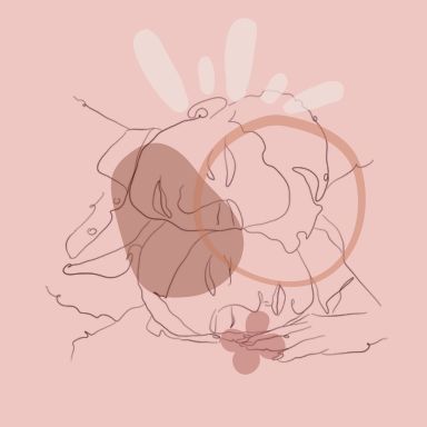 Illustration d'un couple avec leurs têtes superposées avant une séance de réflexologie