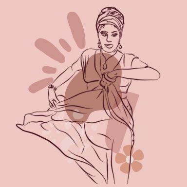 Illustration d'une femme réflexologue entrain de danser