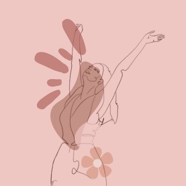 Illustration d'une femme joyeuse après une séance de réflexologie