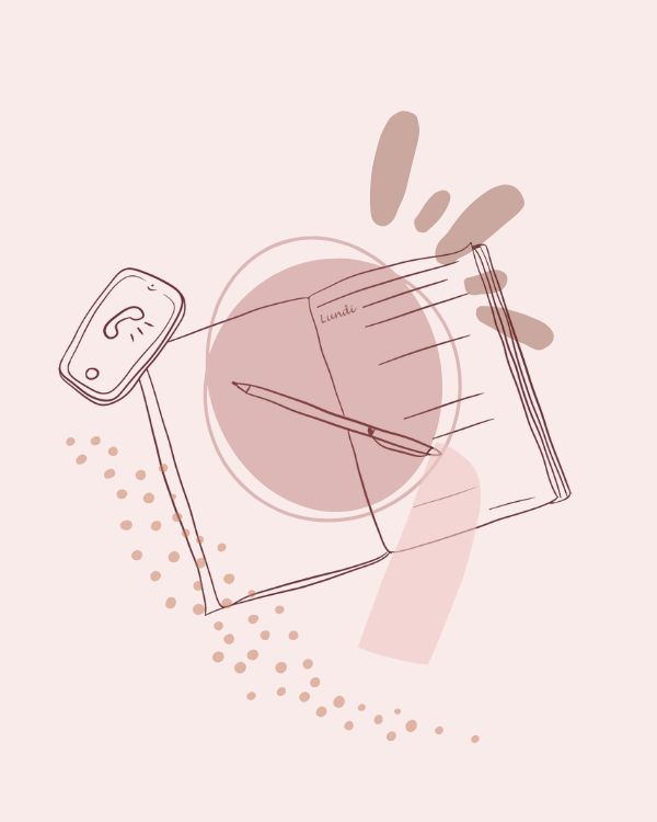 Illustration agenda, téléphone, stylo pour une prise de contact